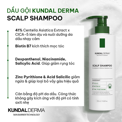 Dầu gội sạch gàu và kích mọc tóc KUNDAL Derma C.P.R. CICA SCALP SHAMPOO 510ml