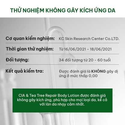 Kem dưỡng thể cấp ẩm và phục hồi da KUNDAL Derma C.P.R. CICA & TEA TREE REPAIR BODY LOTION