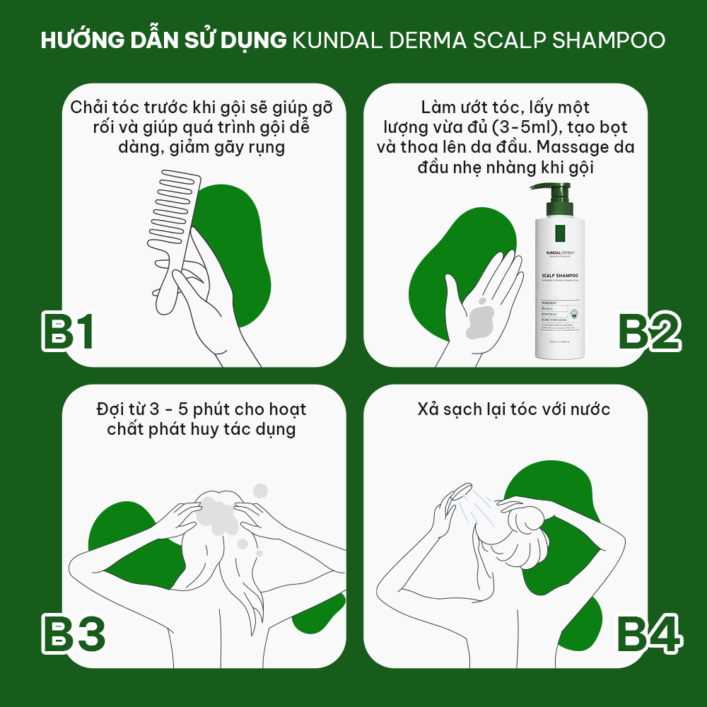 Dầu gội sạch gàu và kích mọc tóc KUNDAL Derma C.P.R. CICA SCALP SHAMPOO 510ml