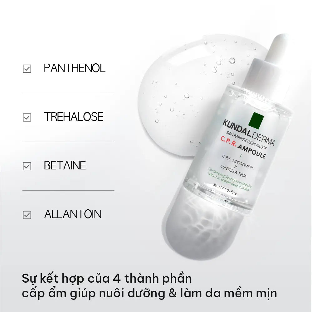 Tinh Chất Làm Dịu, Cấp Ẩm và Phục Hồi Da KUNDAL DERMA C.P.R. CICA REPAIR AMPOULE 30ml