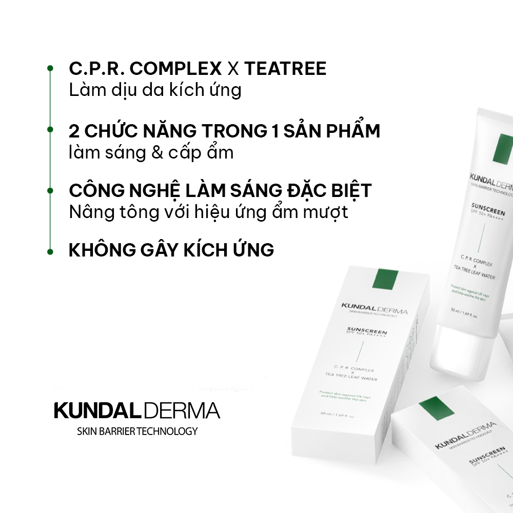 Kem Chống Nắng Nâng Tông Kiềm Dầu KUNDAL DERMA C.P.R. CICA TONE UP SUNSCREEN 50ml