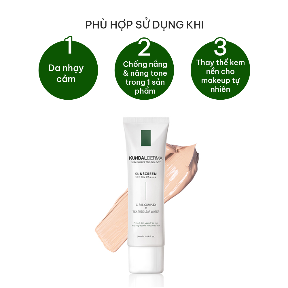 Kem Chống Nắng Nâng Tông Kiềm Dầu KUNDAL DERMA C.P.R. CICA TONE UP SUNSCREEN 50ml