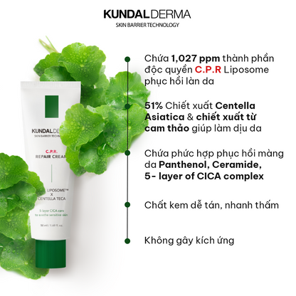 Kem Dưỡng Cấp Ẩm Phục Hồi Chuyên Sâu KUNDAL DERMA C.P.R. CICA BALM REPAIR CREAM 50ml