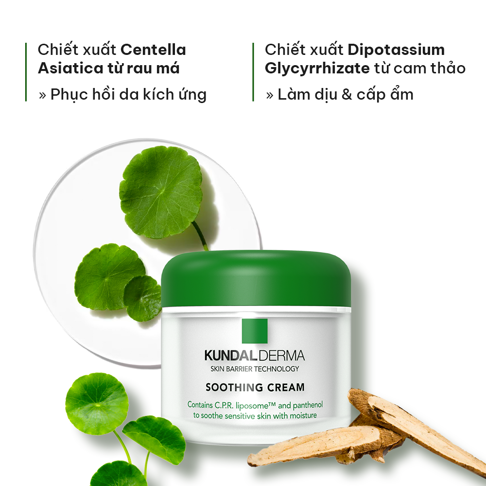 Kem Dưỡng Cấp Ẩm Làm Dịu Da KUNDAL DERMA C.P.R. CICA SOOTHING CREAM 50ml