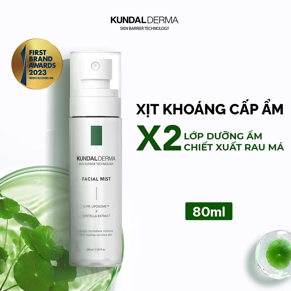 Xịt Khoáng Cấp Ẩm Làm Dịu Da KUNDAL DERMA C.P.R. CICA FACIAL MIST 80ml